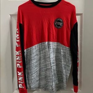 PINK black gray red sequin top logo on back